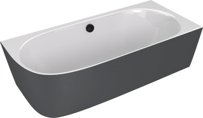 SUSSI R rohová stojící vana litý mramor 160x70x49,5cm, bílá/antracit mat 90191R.52