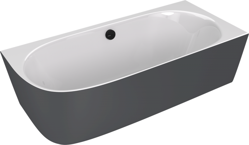 SUSSI R rohová stojící vana litý mramor 160x70x49,5cm, bílá/antracit mat 90191R.52