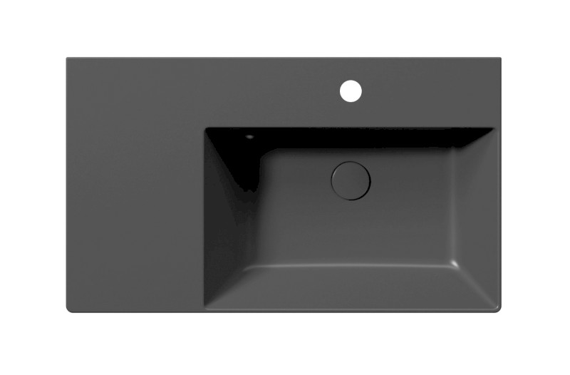 KUBE X keramické umyvadlo 80x47cm, s odkládací plochou vlevo, černá mat 9457126