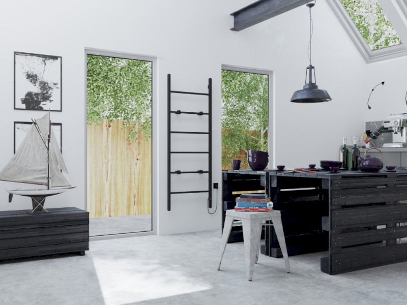 BARBO elektrický sušák ručníků, hranatý, 600x1600mm, 160 W, černá mat BB906