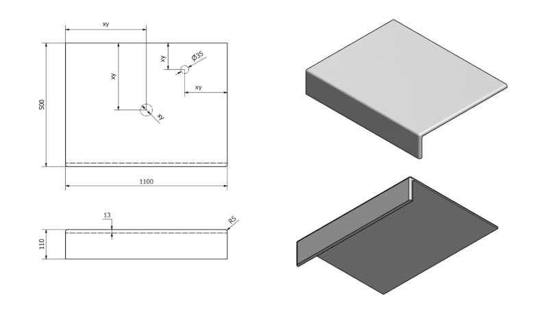 TAILOR rockstone deska 110x50 cm, provedení límce F TR110F
