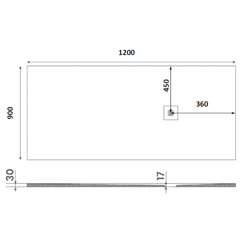 MITIA sprchová vanička z litého mramoru, obdélník 120x90cm, černá PMC12090