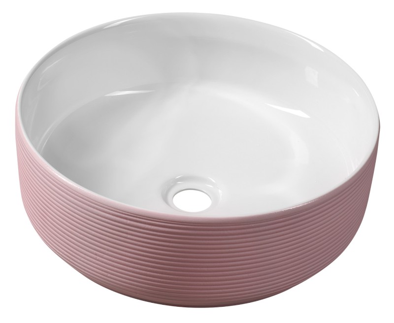 ARDEA keramické umyvadlo na desku, Ø 41cm, růžová AR041