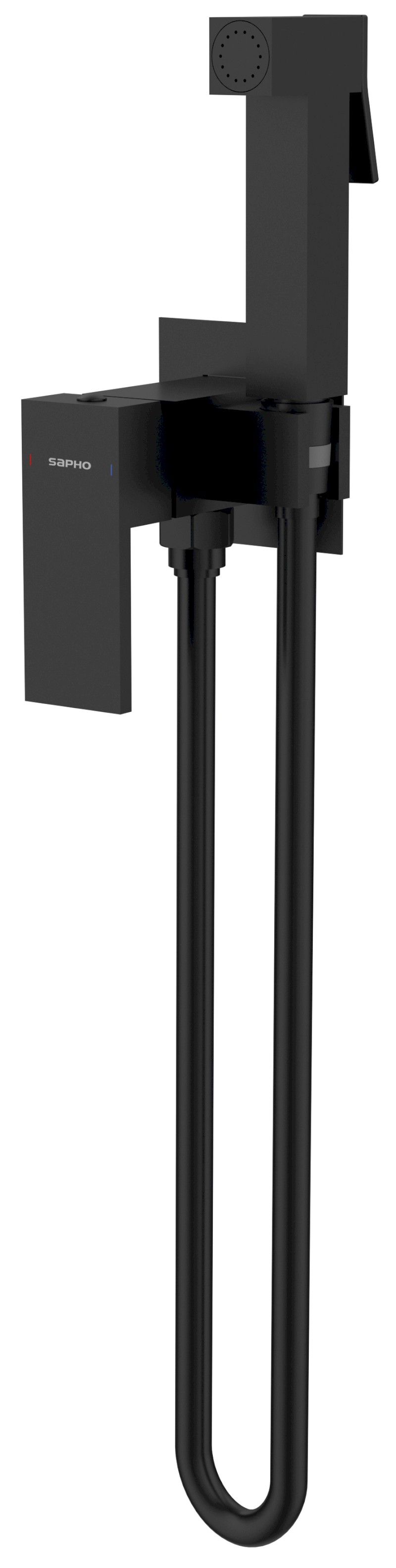 CUBEMIX podomítková bidetová baterie se Stop sprškou, hranatá, černá mat CM040B