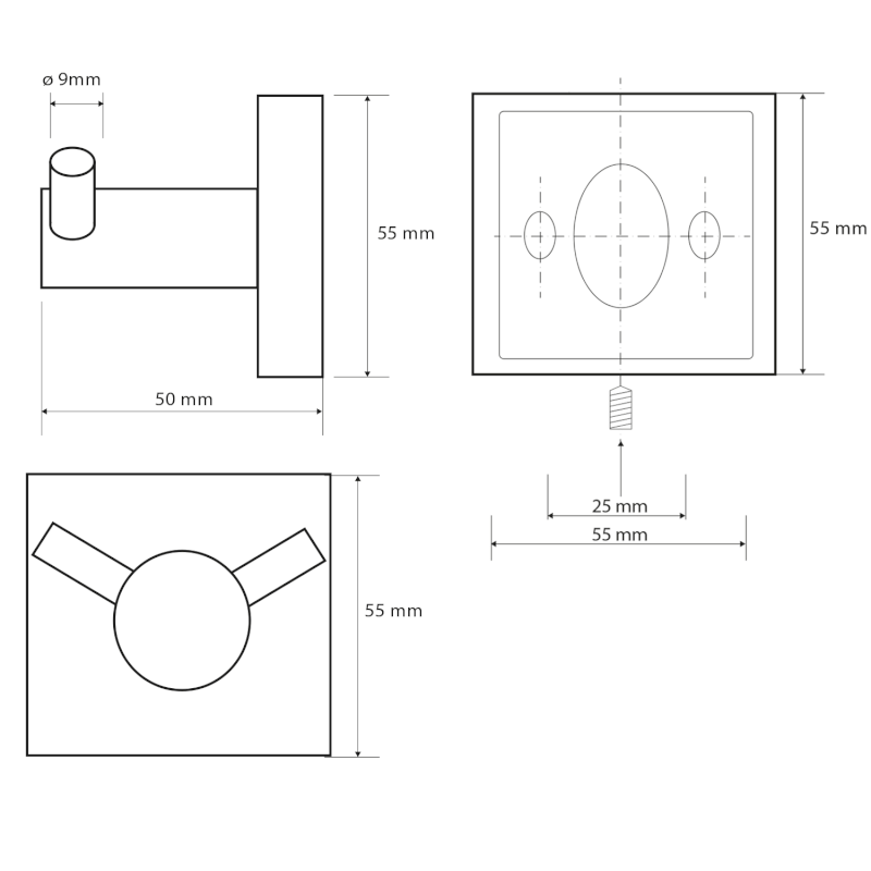 X-SQUARE dvojháček, chrom XQ201