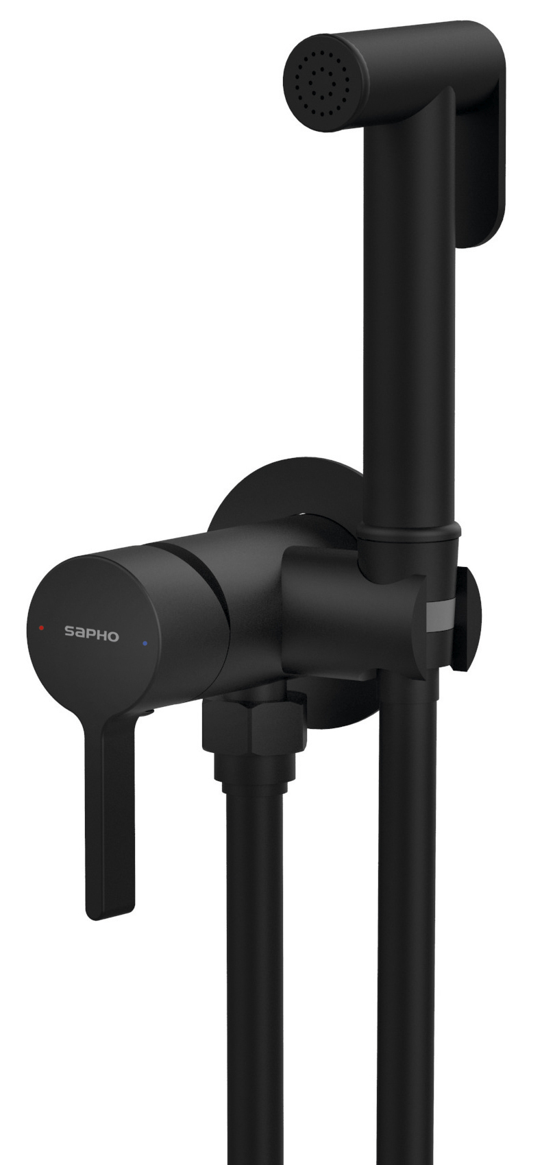 ICONIC podomítková bidetová baterie se Stop sprškou, kulatá, černá mat AF040B