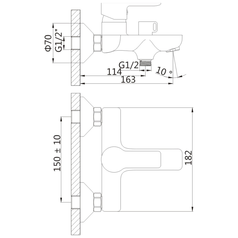 BARON nástěnná vanová baterie, chrom 612.010.1