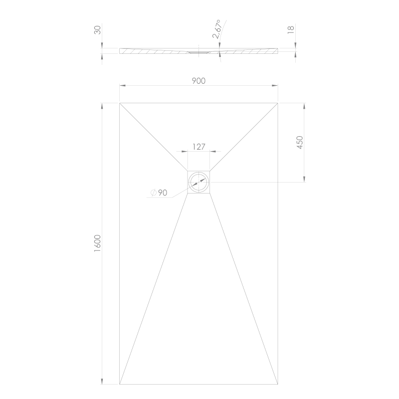 TRENECA vanička z litého mramoru s možností úpravy rozměru, 160x90cm, šedá mat 84311.31