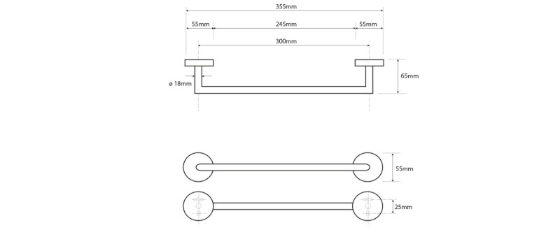 X-ROUND držák ručníků 300mm, chrom XR400