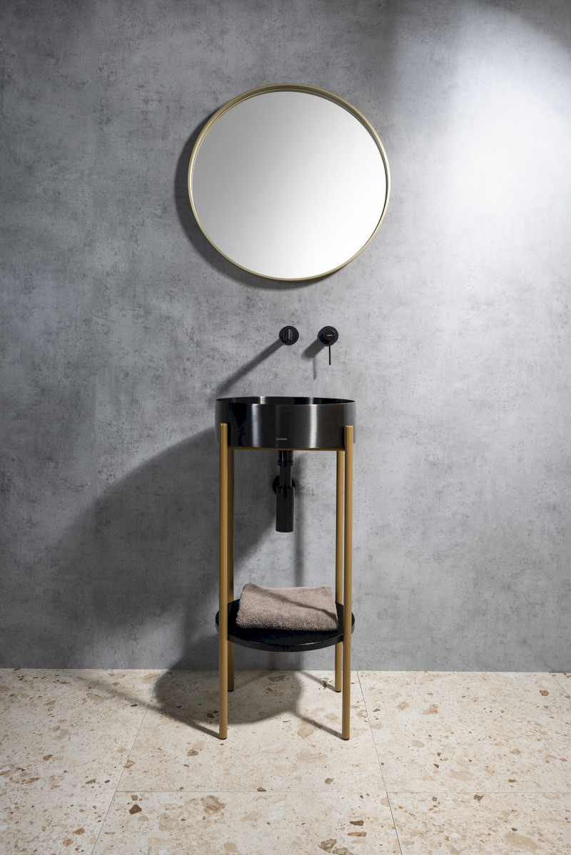 AURUM nerezové umyvadlo na desku, průměr 38cm, včetně výpusti, gun metal AU101