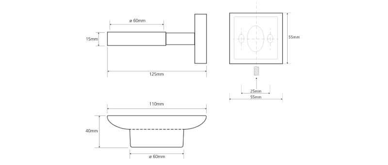 X-SQUARE mýdlenka, mléčné sklo, chrom XQ802