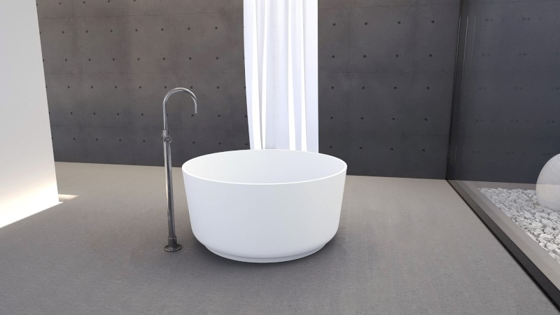 ESTATIS volně stojící vana litý mramor ø110x51cm, bílá mat 93868