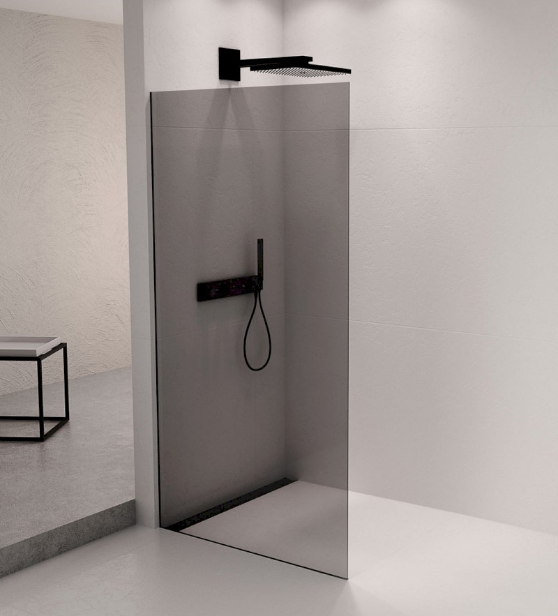 ARCHITEX sada pro uchycení skla podlaha-stěna se spádovou lištou, 1615x2105mm, levá, černá mat AX2116BL