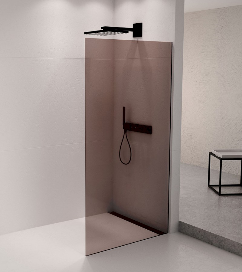 ARCHITEX sada pro neviditelné uchycení skla, podlaha-stěna, 1610x2105mm, černá mat AL2116B