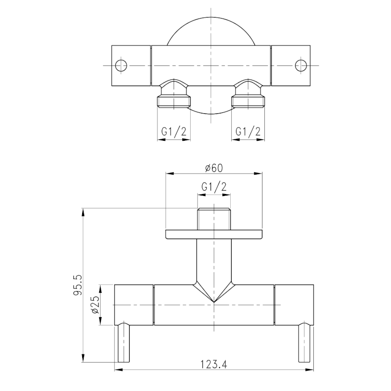 Dvojventil s bidetovou sprchou s napojením WC nádrže, chrom 1209-04