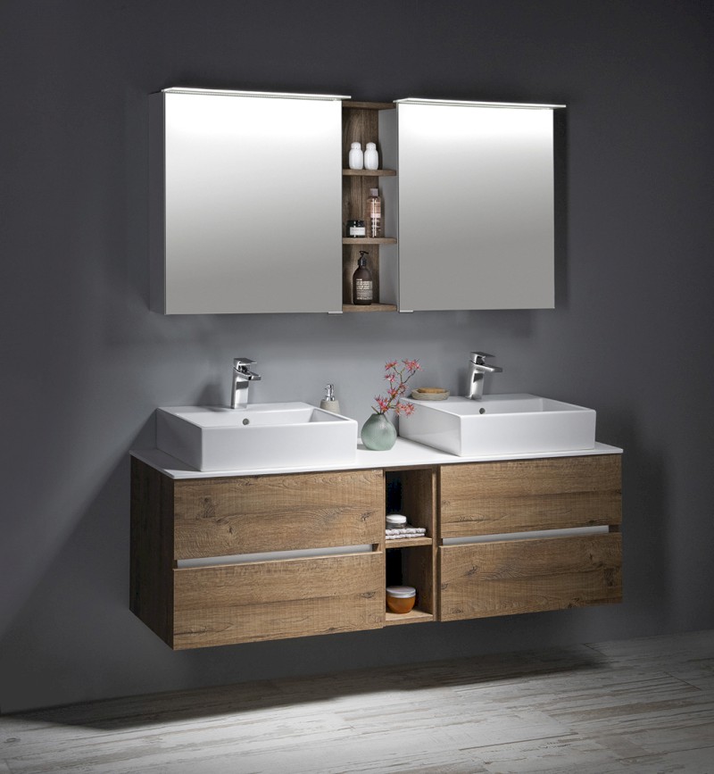 LINEX galerka s LED osvětlením, 60x70x15cm, levá/pravá, dub stříbrný LX060-0011