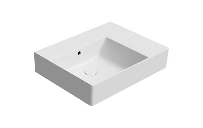 KUBE X keramické umyvadlo 60x47cm, s odkládací plochou vpravo, bez otvoru, bílá mat 9438009