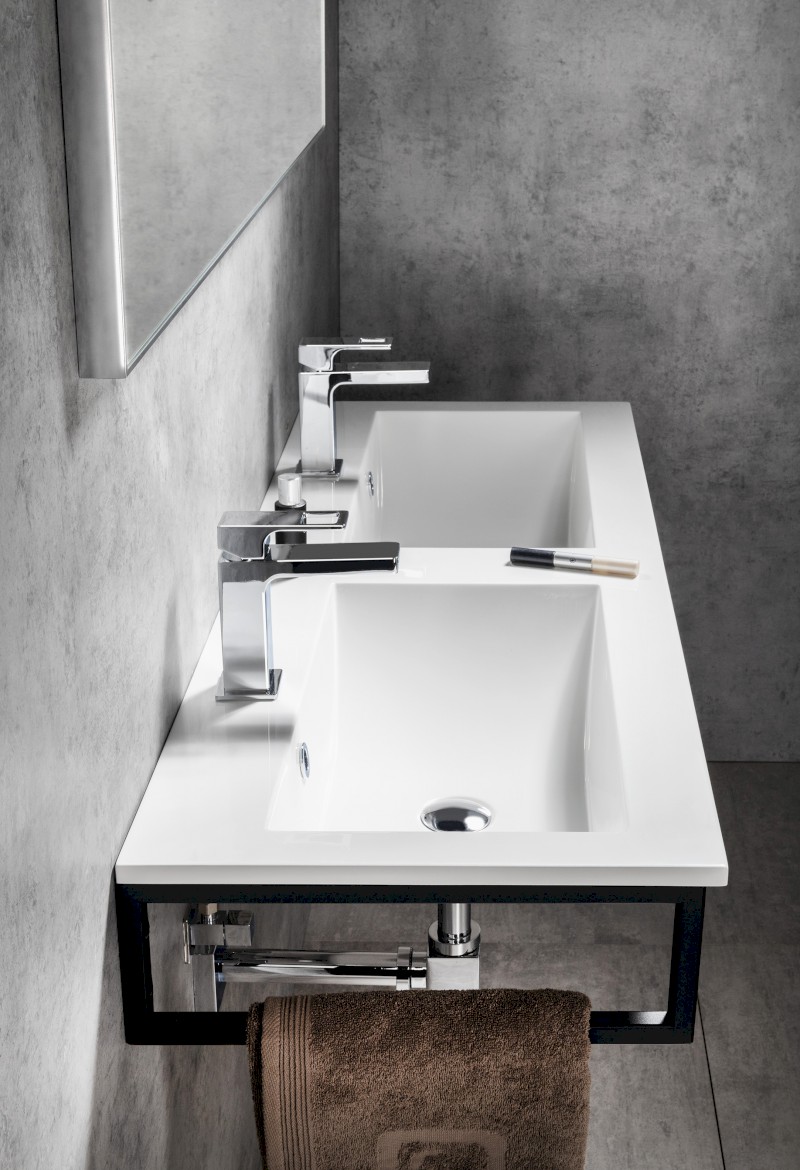 YUKON dvojumyvadlo, litý mramor, 120x45cm, bílá YU120