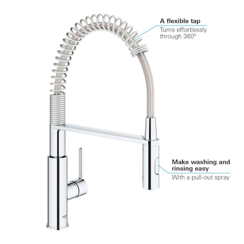 Get Dřezová baterie s flexibilním ramenem a sprškou, chrom GROHE 30361000