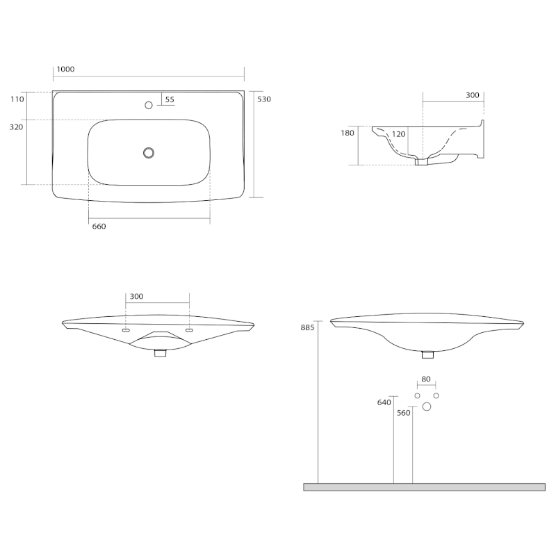 THE NEW YORKER keramické umyvadlo 100x53cm, bílá 564201