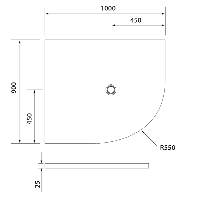 FLEXIA vanička z litého mramoru čtvrtkruh, s možností úpravy rozměru, 100x90cm, R550, levá 91321