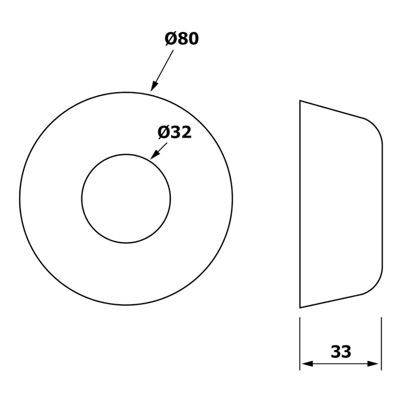 Rozeta 80/32 mm, výška 33 mm, ABS/chrom RS8032