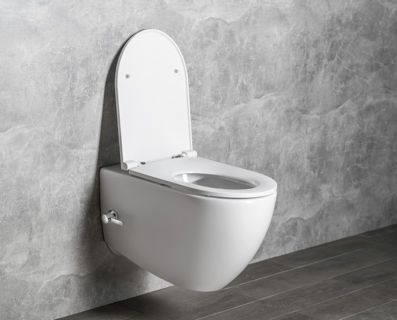 INFINITY CLEANWASH závěsná WC mísa, integrovaný ventil a bidet. sprška, Rimless, 36,5x53cm, bílá 10NFS1001I