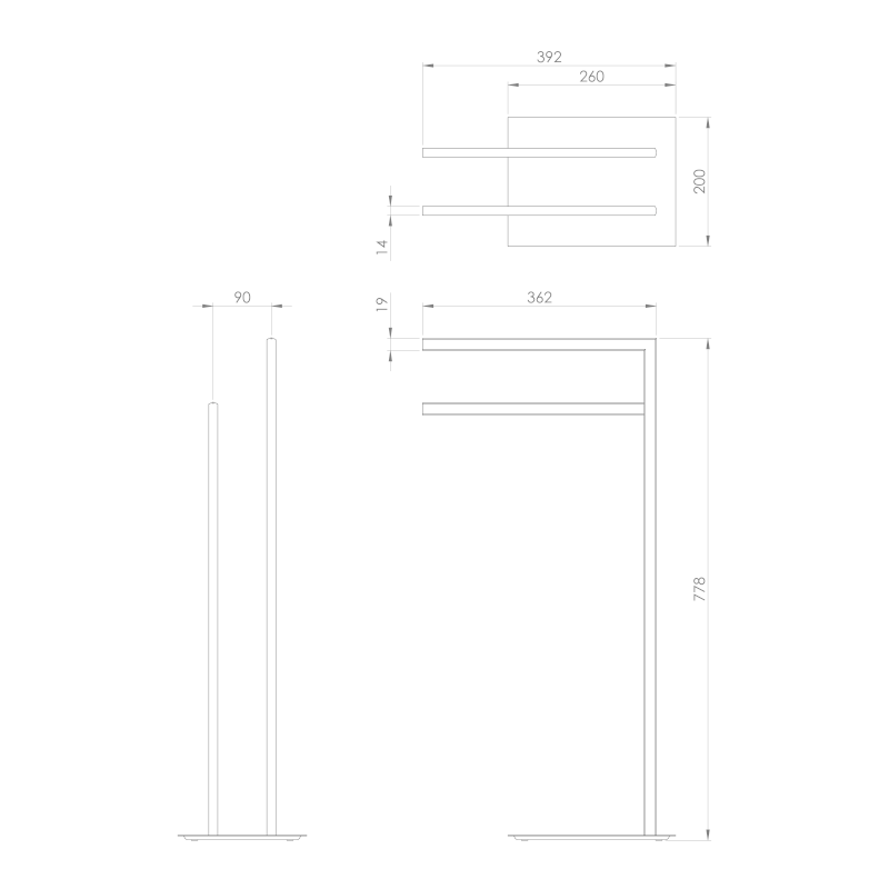 FELIX stojan na ručníky, hranatý, černá mat 133114