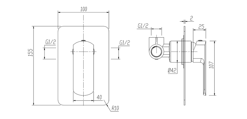 MIXONA podomítková sprchová baterie, 1 výstup, chrom MG041