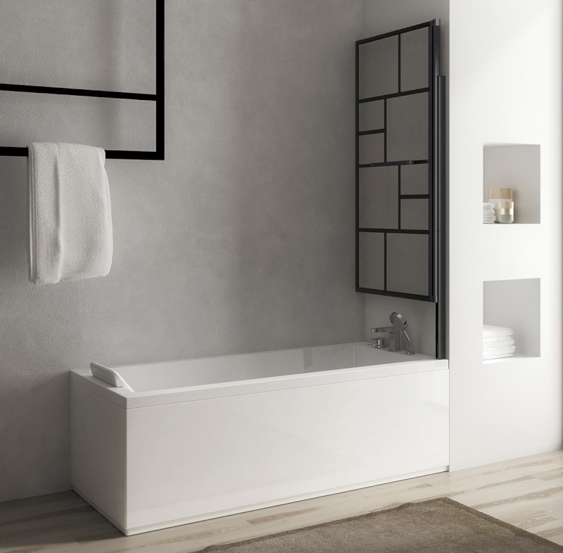 PARANA vanová zástěna s pneumatickým zdvihem, š. 800mm, černá mat, čiré sklo 30346B