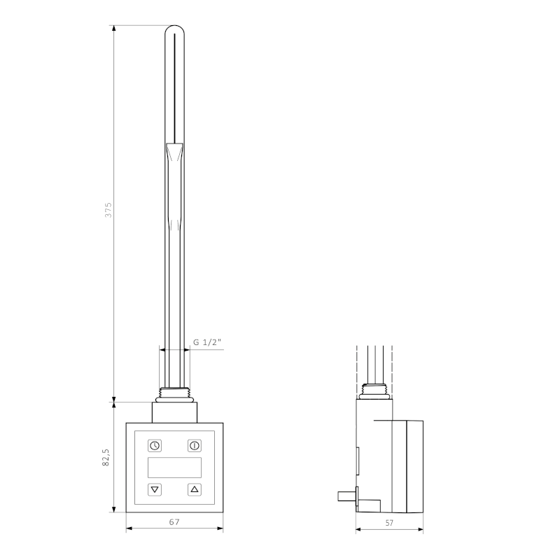 KTX topná tyč s termostatem, 600 W, černá mat KTX-B-600