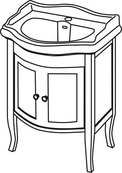 RETRO umyvadlová skříňka 60x80x45cm, starobílá 1684