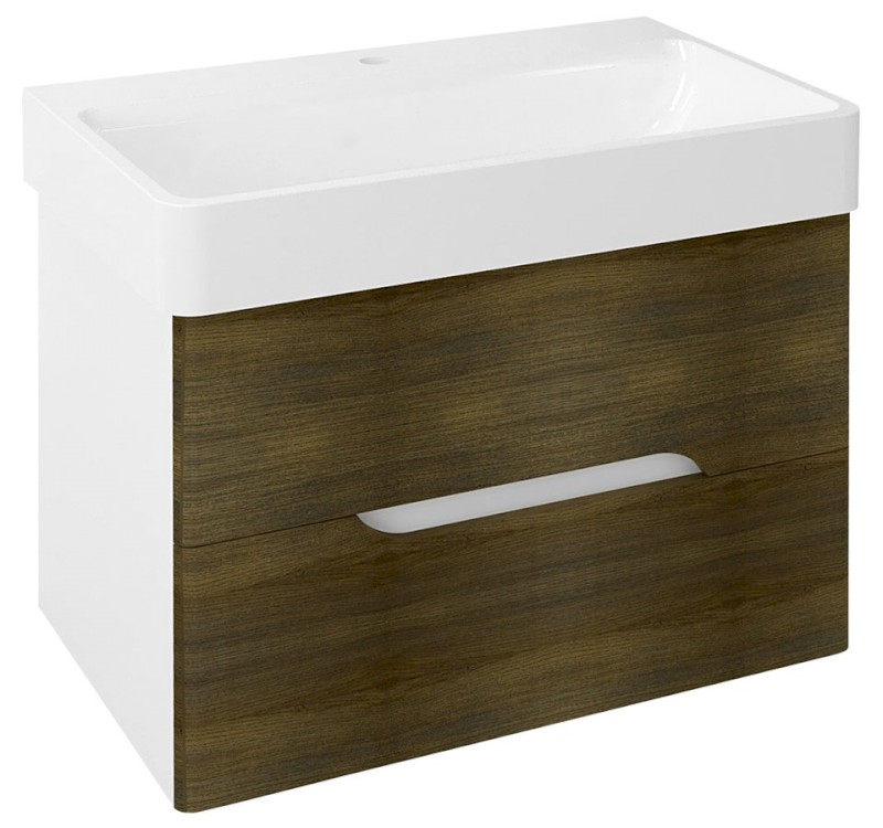 MEDIENA umyvadlová skříňka 76x51x48,5cm, bílá mat/dub graphite MD081