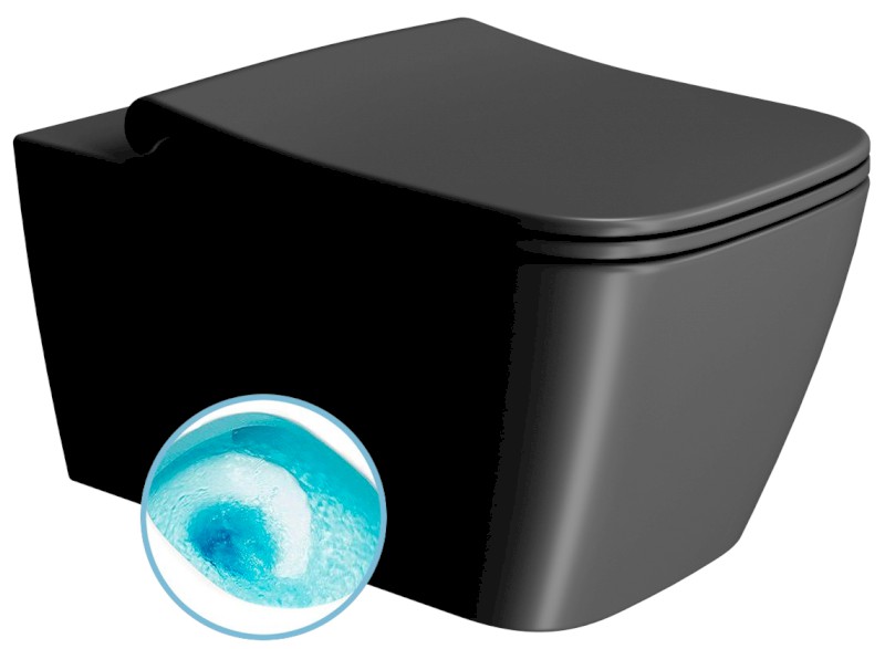NUBES závěsná WC mísa, Swirlflush, 35x55cm, černá dual-mat 961526