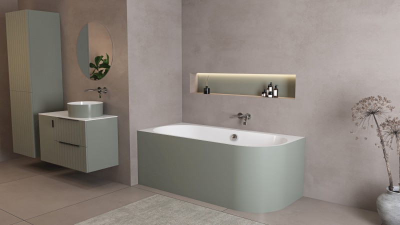 ASTRA L MONOLITH asymetrická vana 160x75x60cm, bílá/verde 33611M.44