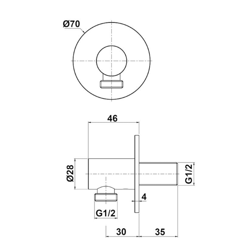 Vývod sprchy, kulatý, zlato mat SG202G