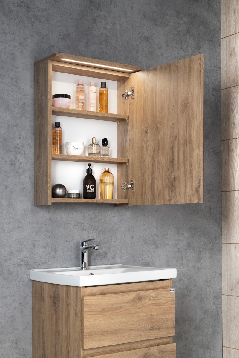 KAWA STRIP galerka s LED osvětlením 50x70x22cm, dub emporio WGL35S