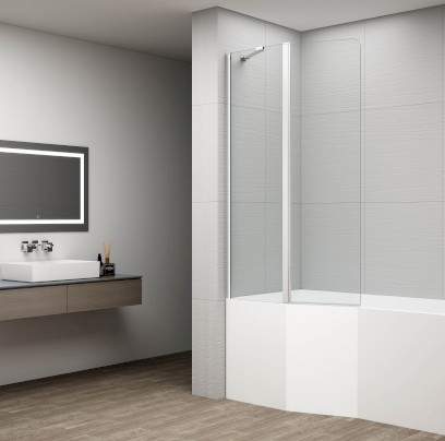 ROTA vanová zástěna otočná s pevnou stěnou 900mm, čiré sklo FA920