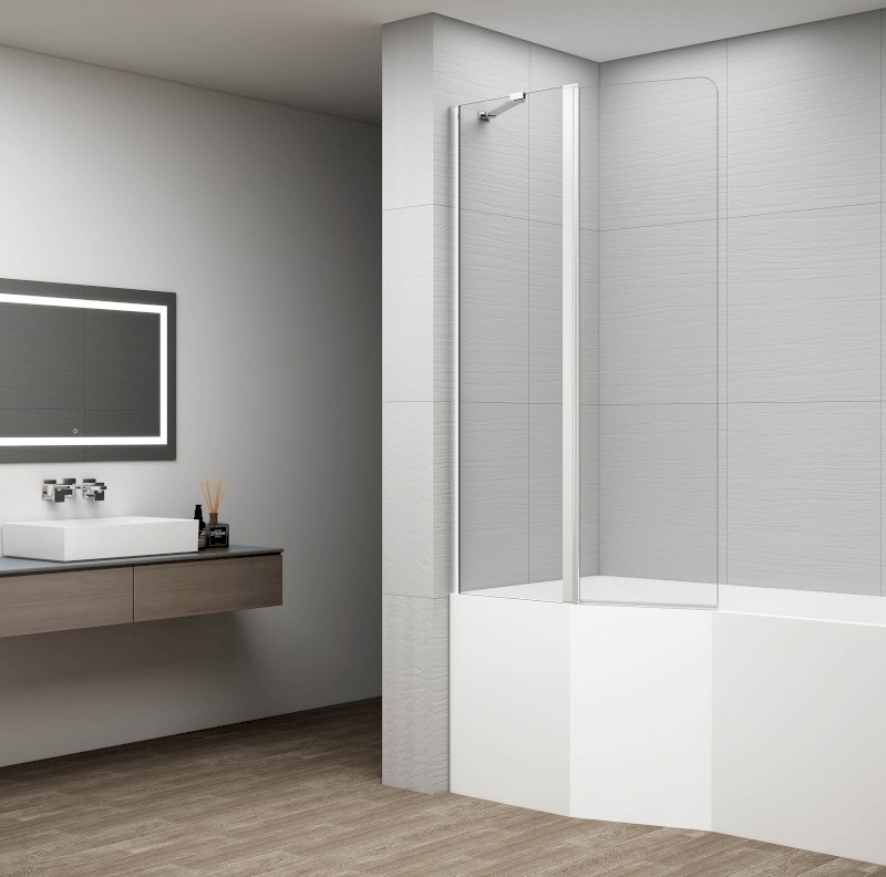 ROTA vanová zástěna otočná s pevnou stěnou 900mm, čiré sklo FA920