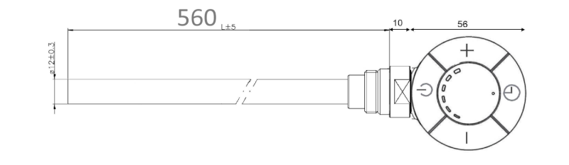 Topná tyč s termostatem, rovný kabel, 600 W, chrom LT67446