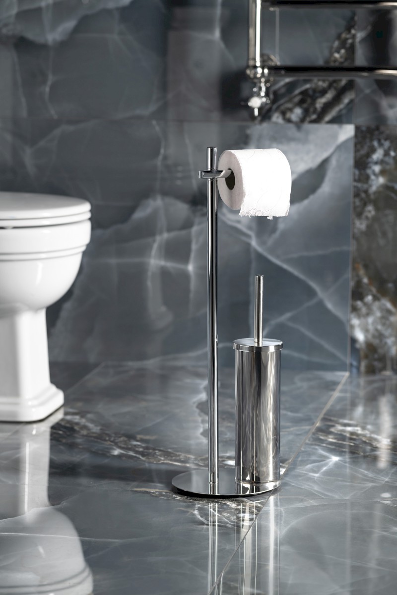 CIRCE stojan s držákem na toaletní papír a WC štětkou, kulatý, chrom 143213