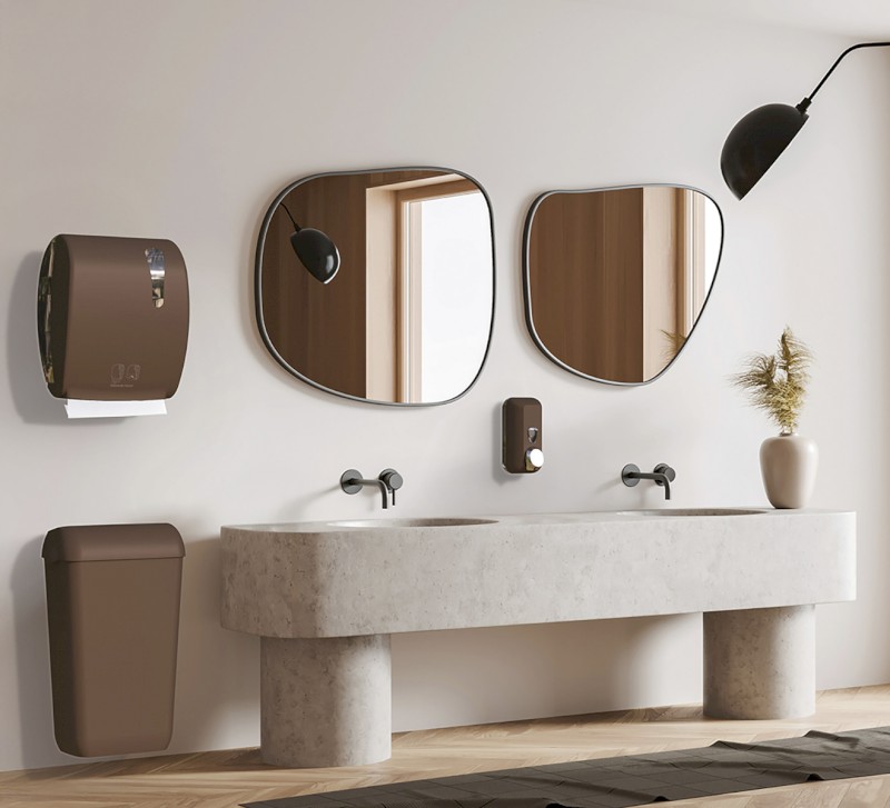 ECOLORED odpadkový koš nástěnný s víkem 23l, ABS, Soft Touch, hnědá A74020DB