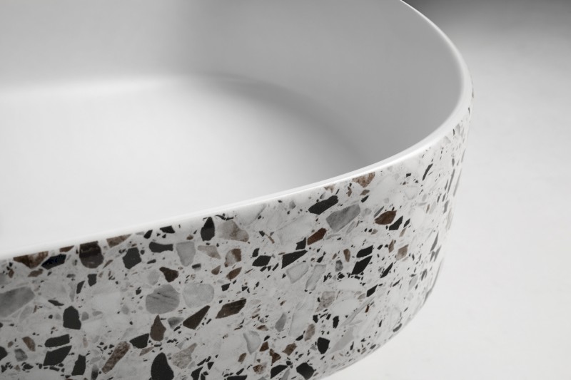 INFINITY OVAL keramické umyvadlo na desku, 55x36cm, terrazzo 10NF65055-2L-TRZ