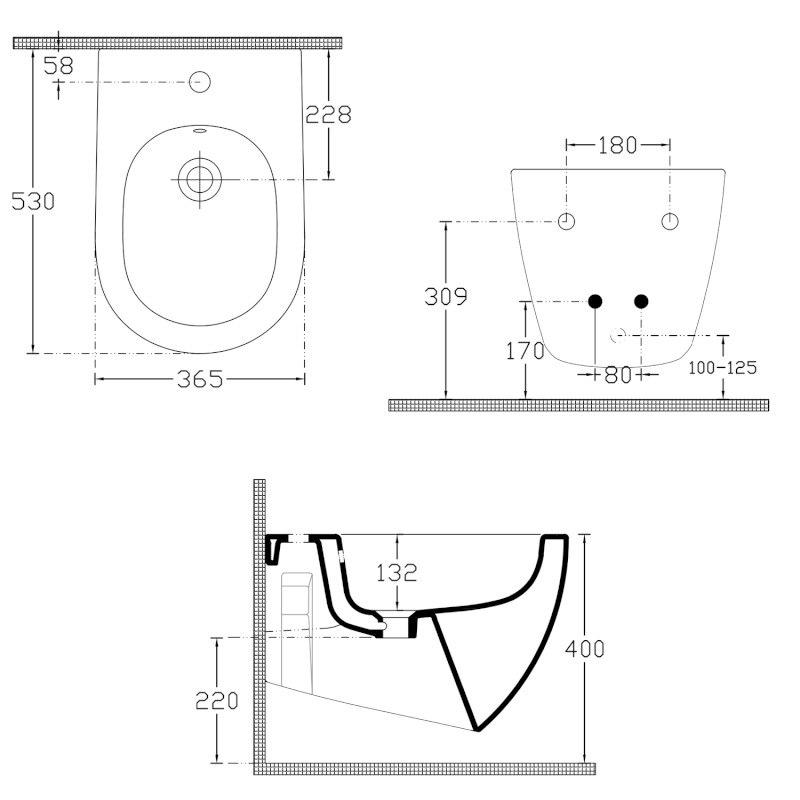 INFINITY bidet závěsný, 36,5x53cm, bílá 10NF41001
