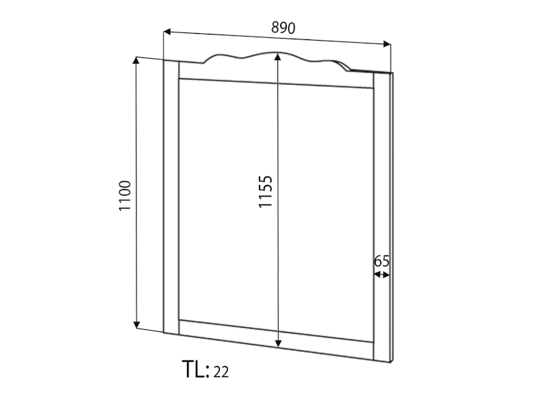RETRO zrcadlo v dřevěném rámu 89x115cm, starobílá 1687