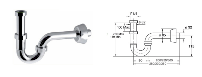 ROYAL FAMILY umyvadlový sifon 5/4