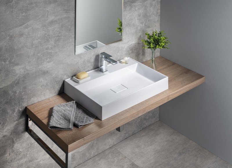 GODIVA umyvadlo, litý mramor, 68x44cm, bílá GU068