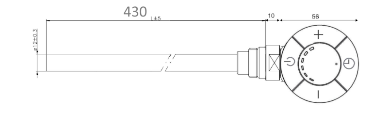 Topná tyč s termostatem, rovný kabel, 400 W, chrom LT67444