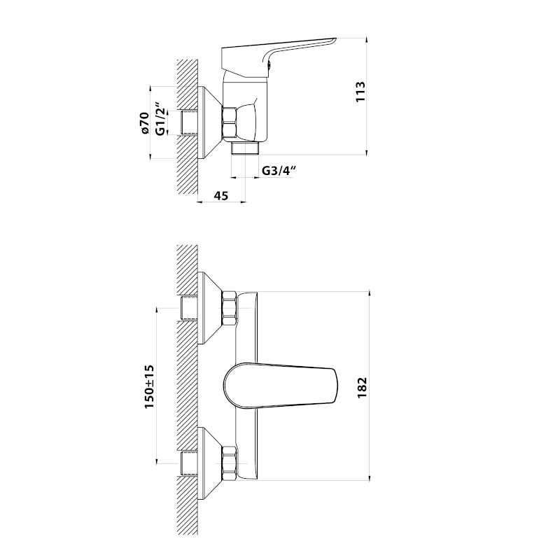 LOTTA nástěnná dřezová baterie 3/4