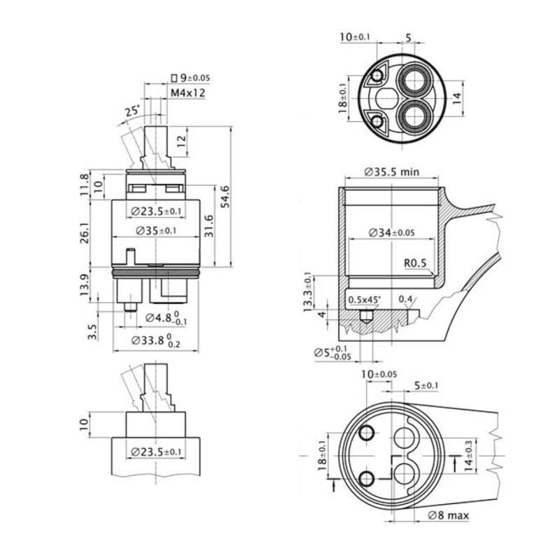 KEROX směšovací kartuše 35mm, vysoká 2121A